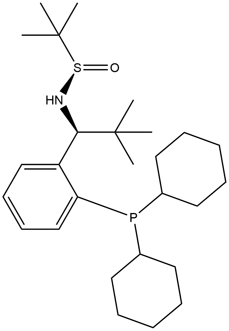 [S(R)]-N-[(1S)-1-[2-(Dicyclohexylphosphanyl)phenyl]-2,2-dimethylpropyl]-2-methyl-2-propanesulfinamide 구조식 이미지