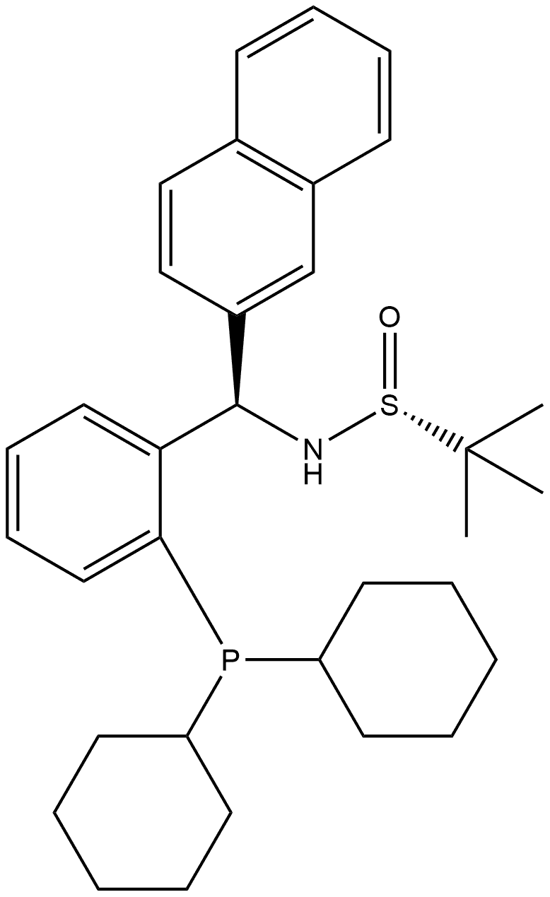 [S(R)]-N-[(R)-[2-(Dicyclohexylphosphino)phenyl]-2-naphthalenylmethyl]-2-dimethyl-2-propanesulfinamide 구조식 이미지
