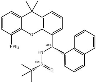 [S(R)]-N-[(S)-(1-naphthalenyl)[5-(diphenylphosphino)-9,9-dimethyl-9H-xanthen-4-yl]methyl]-2-methyl-2-propanesulfinamide 구조식 이미지