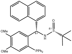 [S(R)]-N-[(S)-[2-(Diphenylphosphino)-4,5-dimethoxyphenyl]-1-naphthalenylmethyl]-2-methyl-2-propanesulfinamide 구조식 이미지