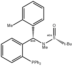 S(R)]-N-[(S)-(2-Methylphenyl)[2- (diphenylphosphino)phenyl]methyl]-N,2-dimethyl-2-propanesulfinamide 구조식 이미지