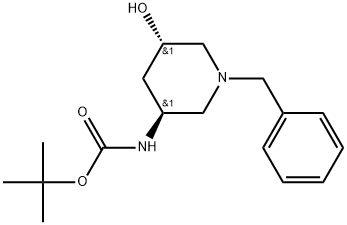 (3S, 5S)-(1-Benzyl-5-hydroxy-piperidin-3-yl)-carbamic acid tert-butyl ester Structure