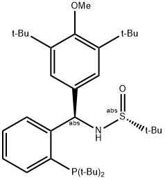 [S(R)]-N-[(R)-[3,5-Bis(1,1-dimethylethyl)-4 methoxyphenyl][2-(di-tert-butylphosphino)phenyl]methyl]-2-methyl-2-propanesulfinamide Structure