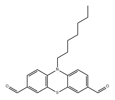 10H-Phenothiazine-3,7-dicarboxaldehyde, 10-heptyl- Structure