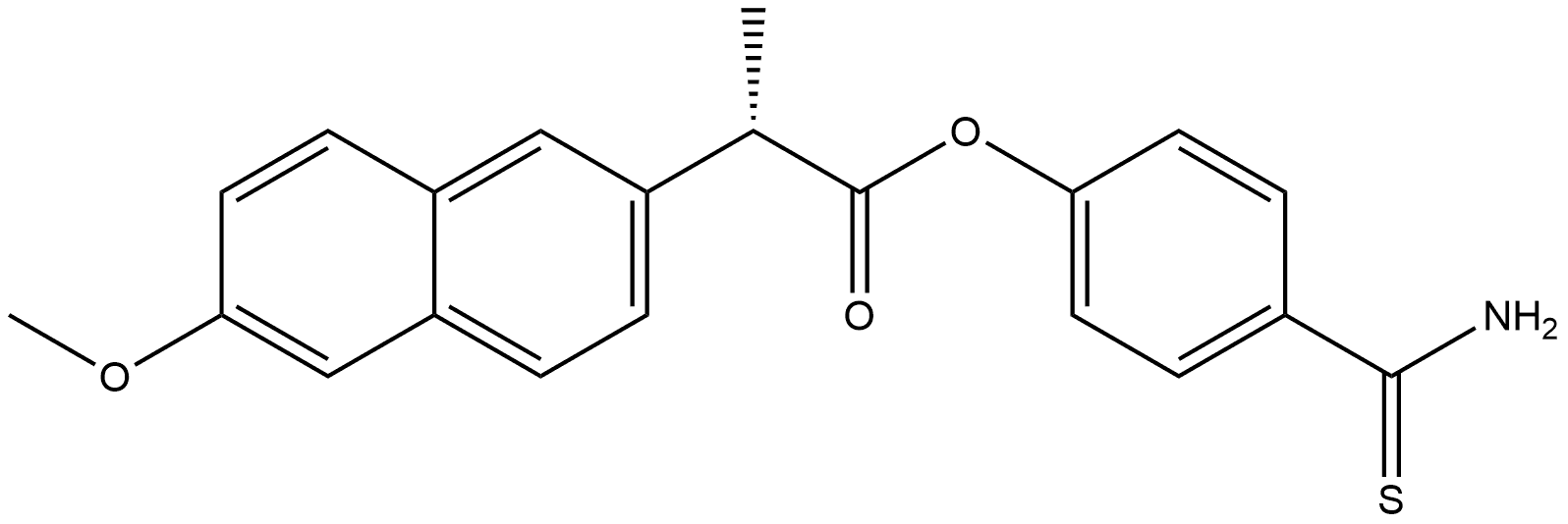 2-Naphthaleneacetic acid, 6-methoxy-α-methyl-, 4-(aminothioxomethyl)phenyl ester, (αS)- Structure