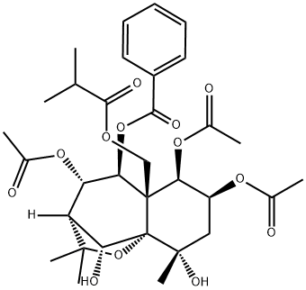 Propanoic acid, 2-methyl-, [(3S,4S,5S,5aS,6R,7S,9S,9aS,10R)-4,6,7-tris(acetyloxy)-5-(benzoyloxy)octahydro-9,10-dihydroxy-2,2,9-trimethyl-5aH-3,9a-methano-1-benzoxepin-5a-yl]methyl ester Structure