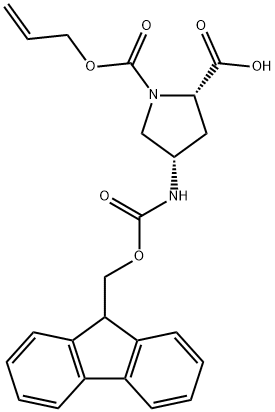 1,2-Pyrrolidinedicarboxylic acid, 4-[[(9H-fluoren-9-ylmethoxy)carbonyl]amino]-, 1-(2-propen-1-yl) ester, (2S,4S)- Structure