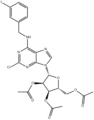 Adenosine, 2-chloro-N-[(3-iodophenyl)methyl]-, 2'',3'',5''-triacetate Structure