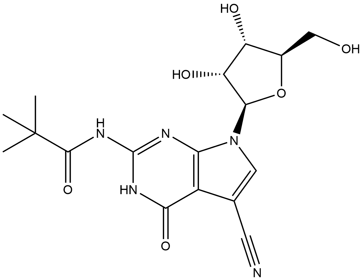 N-(5-Cyano-4,7-dihydro-4-oxo-7-β-D-ribofuranosyl-3H-pyrrolo[2,3-d]pyrimidin-2-yl)-2,2-dimethylpropanamide Structure