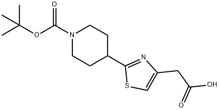 2-(2-(1-[(tert-Butoxy)carbonyl]piperidin-4-yl)-1,3-thiazol-4-yl)acetic acid Structure