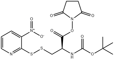 tert-부틸옥시카르보닐-(S-(3-니트로-2-피리딘술페닐))시스테인-N-히드록시숙신이미드 구조식 이미지