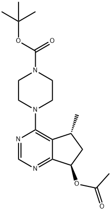 1-Piperazinecarboxylic acid, 4-[(5R,7R)-7-(acetyloxy)-6,7-dihydro-5-methyl-5H-cyclopentapyrimidin-4-yl]-, 1,1-dimethylethyl ester Structure