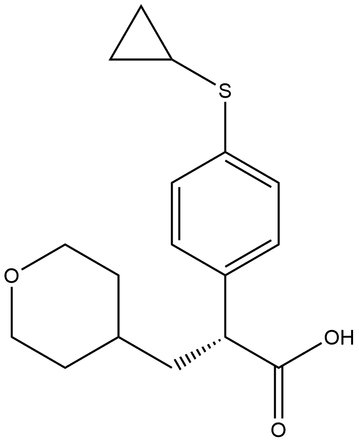 2H-Pyran-4-propanoic acid, α-[4-(cyclopropylthio)phenyl]tetrahydro-, (αR)- Structure