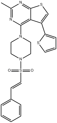 1-[2-methyl-5-(thiophen-2-yl)thieno[2,3-d]pyrimidi n-4-yl]-4-(2-phenylethenesulfonyl)piperazine Structure