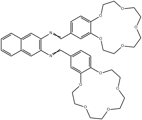2,3-Naphthalenediamine, N2,N3-bis[(2,3,5,6,8,9,11,12-octahydro-1,4,7,10,13-benzopentaoxacyclopentadecin-15-yl)methylene]- Structure