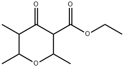2H-Pyran-3-carboxylic acid, tetrahydro-2,5,6-trimethyl-4-oxo-, ethyl ester 구조식 이미지