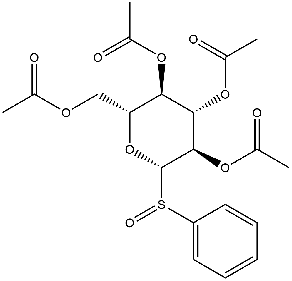 β-D-Glucopyranose, 1-deoxy-1-(phenylsulfinyl)-, 2,3,4,6-tetraacetate Structure