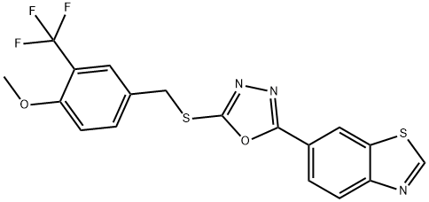 6-[5-({[4-methoxy-3-(trifluoromethyl)phenyl]methyl}sulfanyl)-1,3,4-oxadiazol-2-yl]-1,3-benzothiazole Structure