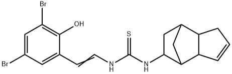 Thiourea, N-[2-(3,5-dibromo-2-hydroxyphenyl)ethenyl]-N'-(3a,4,5,6,7,7a-hexahydro-4,7-methano-1H-inden-5-yl)- Structure