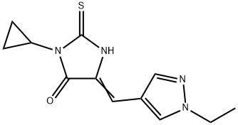 (5Z)-3-cyclopropyl-5-[(1-ethylpyrazol-4-yl)methylidene]-2-sulfanylideneimidazolidin-4-one Structure