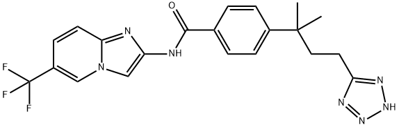 Benzamide, 4-[1,1-dimethyl-3-(2H-tetrazol-5-yl)propyl]-N-[6-(trifluoromethyl)imidazo[1,2-a]pyridin-2-yl]- Structure