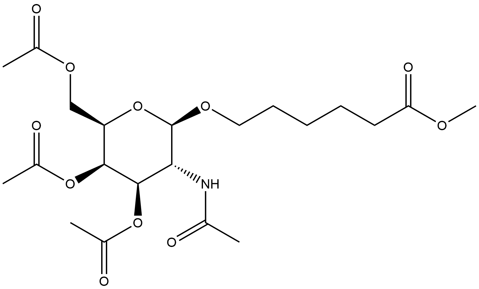 Hexanoic acid, 6-[[3,4,6-tri-O-acetyl-2-(acetylamino)-2-deoxy-β-D-galactopyranosyl]oxy]-, methyl ester 구조식 이미지