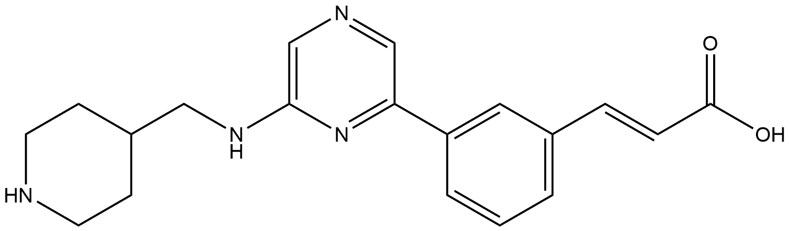 (2E)-3-[3-[6-[(4-Piperidinylmethyl)amino]-2-pyrazinyl]phenyl]-2-propenoic acid Structure