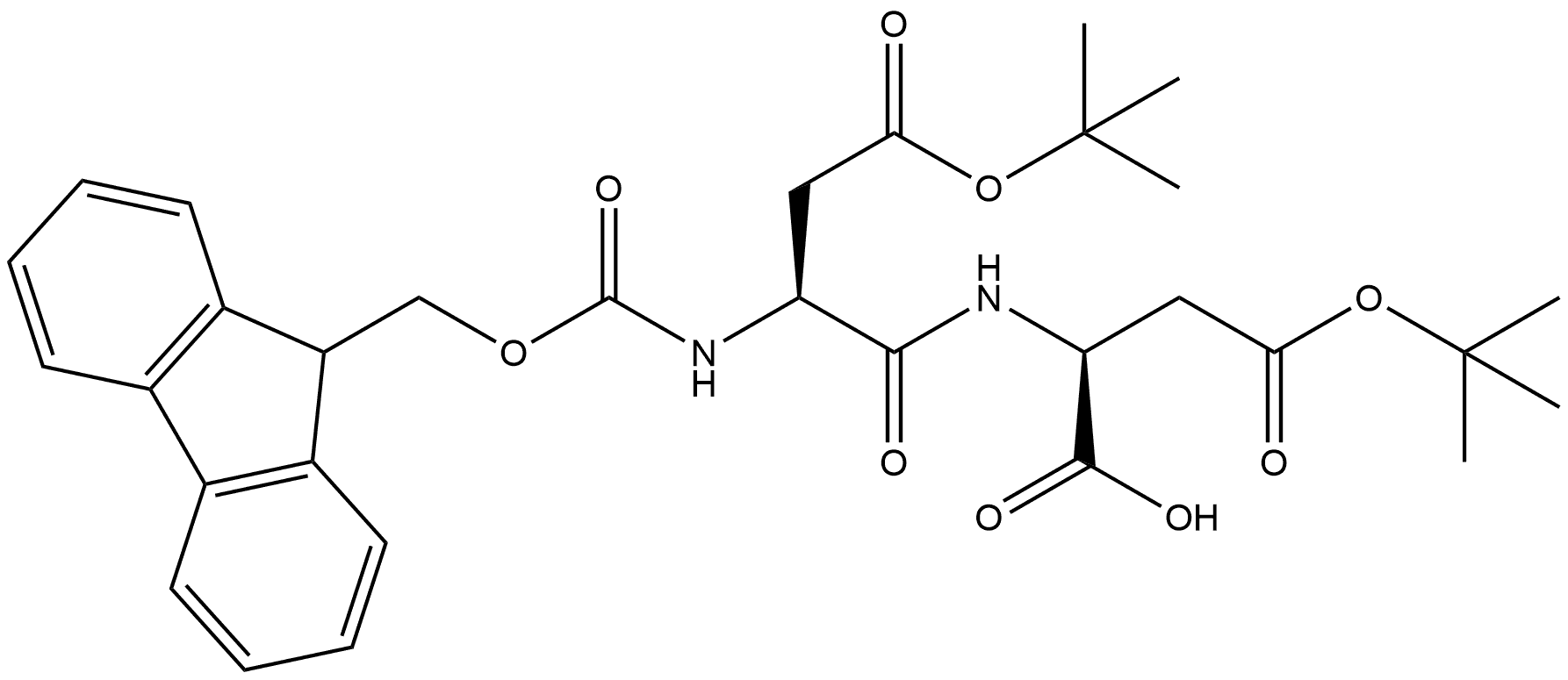 (2S)-4-(tert-butoxy)-2-[(2S)-4-(tert-butoxy)-2-({[(9H-fluoren-9-yl)methoxy]carbonyl}amino)-4-oxobutanamido]-4-oxobutanoic acid Structure