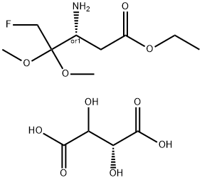 Pentanoic acid, 3-amino-5-fluoro-4,4-dimethoxy-, ethyl ester, rel-(2R,3R)-2,3-dihydroxybutanedioate (1:1) Structure