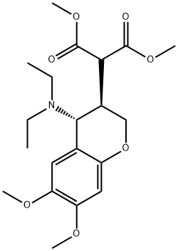 Propanedioic acid, [4-(diethylamino)-3,4-dihydro-6,7-dimethoxy-2H-1-benzopyran-3-yl]-, dimethyl ester, trans- (9CI) Structure