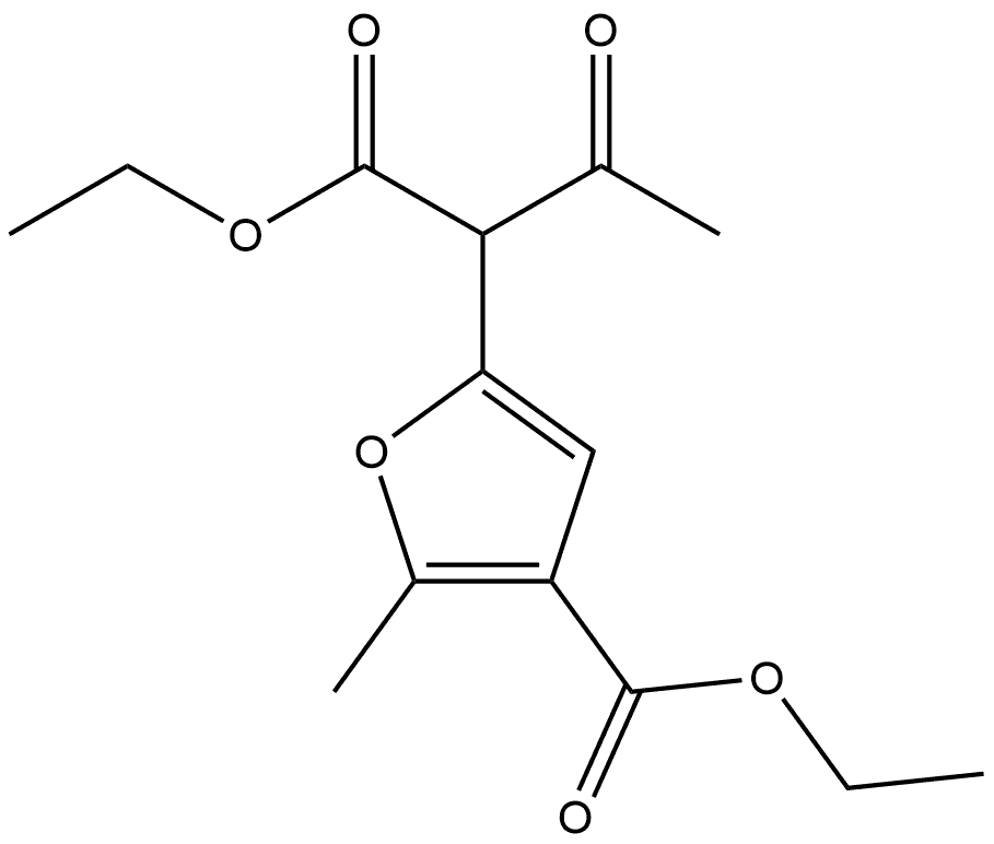 2-Furanacetic acid, α-acetyl-4-(ethoxycarbonyl)-5-methyl-, ethyl ester 구조식 이미지