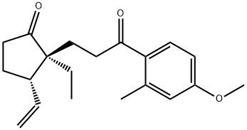 Cyclopentanone, 3-ethenyl-2-ethyl-2-[3-(4-methoxy-2-methylphenyl)-3-oxopropyl]-, (2S-trans)- (9CI) 구조식 이미지
