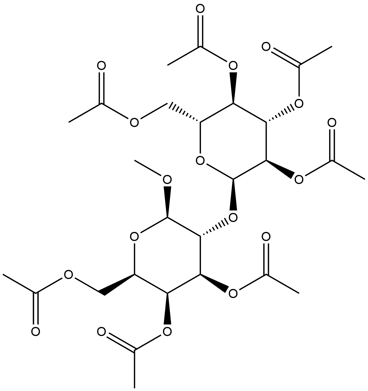 β-D-Galactopyranoside, methyl 2-O-(2,3,4,6-tetra-O-acetyl-α-D-glucopyranosyl)-, triacetate (9CI) Structure