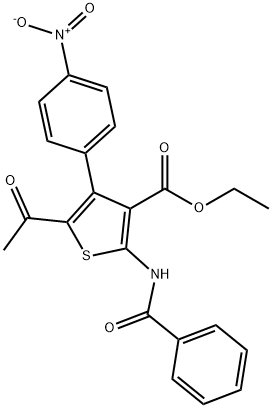 Ethyl 5-acetyl-4-(4-nitrophenyl)-2-[(phenylcarbonyl)amino]thiophene-3-carboxylate Structure