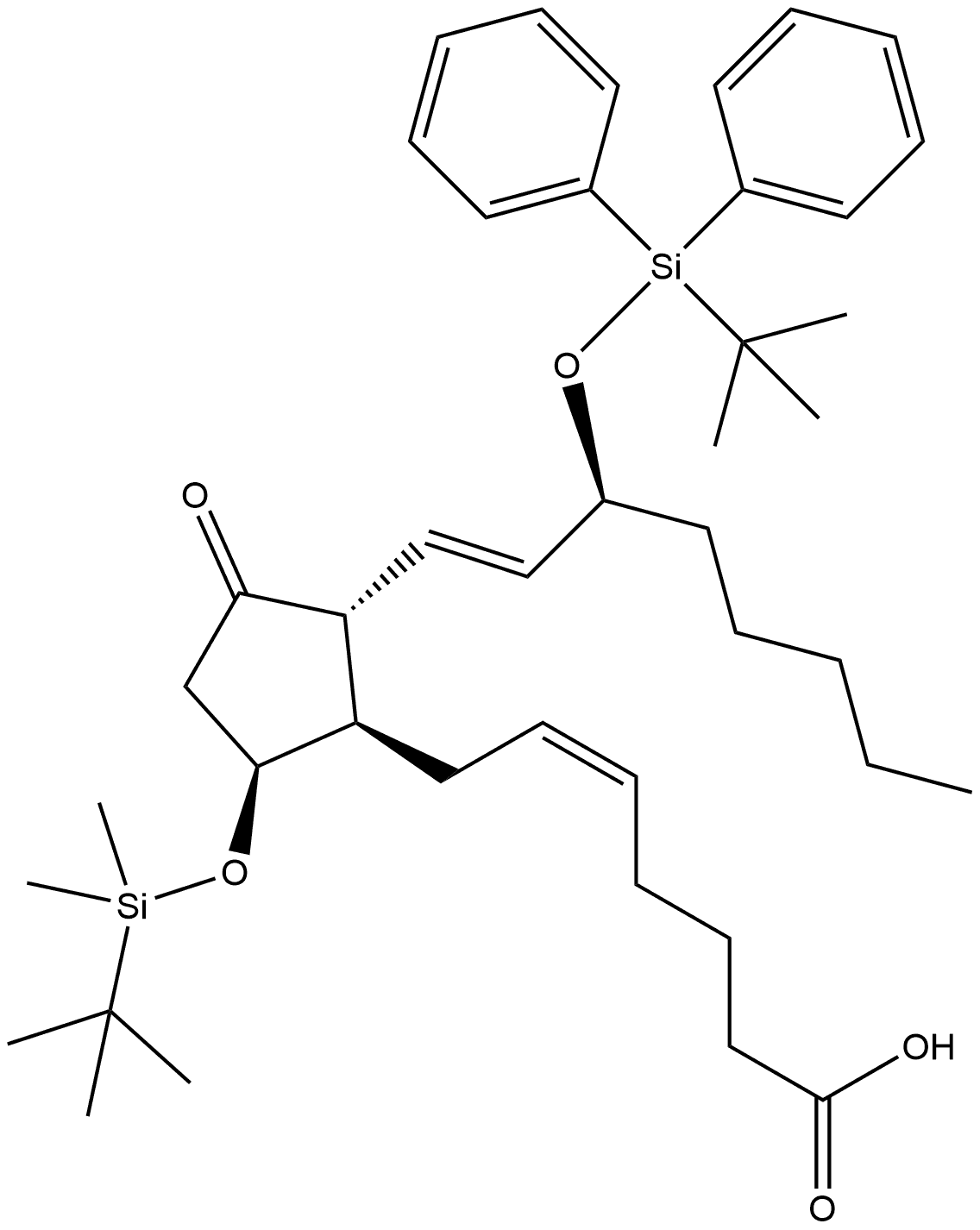 Prosta-5,13-dien-1-oic acid, 9-[[(1,1-dimethylethyl)dimethylsilyl]oxy]-15-[[(1,1-dimethylethyl)diphenylsilyl]oxy]-11-oxo-, (5Z,9α,13E,15S)- (9CI) Structure