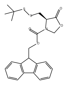 3-Oxazolidinecarboxylic acid, 4-[[(1,1-dimethylethyl)dithio]methyl]-5-oxo-, 9H-fluoren-9-ylmethyl ester, (4R)- 구조식 이미지