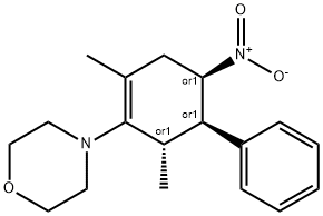 Morpholine, 4-[(4R,5R,6S)-2,6-dimethyl-4-nitro-5-phenyl-1-cyclohexen-1-yl]-, rel- Structure