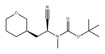Carbamic acid, N-[(1S)-1-cyano-2-[(3R)-tetrahydro-2H-pyran-3-yl]ethyl]-N-methyl-, 1,1-dimethylethyl ester 구조식 이미지