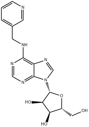 (2R,3S,4R,5R)-2-(Hydroxymethyl)-5-(6-((pyridin-3-ylmethyl)amino)-9H-purin-9-yl)tetrahydrofuran-3,4-diol 구조식 이미지