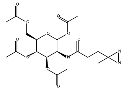 D-Mannopyranose, 2-deoxy-2-[[3-(3-methyl-3H-diazirin-3-yl)-1-oxopropyl]amino]-, 1,3,4,6-tetraacetate Structure