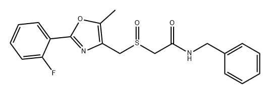 Acetamide, 2-[[[2-(2-fluorophenyl)-5-methyl-4-oxazolyl]methyl]sulfinyl]-N-(phenylmethyl)- 구조식 이미지