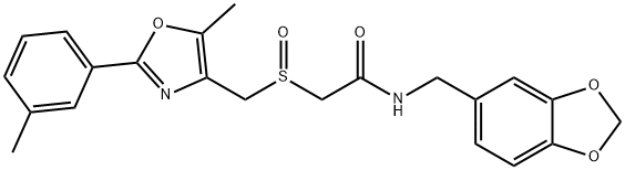 Acetamide, N-(1,3-benzodioxol-5-ylmethyl)-2-[[[5-methyl-2-(3-methylphenyl)-4-oxazolyl]methyl]sulfinyl]- 구조식 이미지
