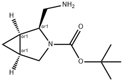 rel-tert-butyl (1R,2S,5S)-2-(aminomethyl)-3-azabicyclo[3.1.0]hexane-3-carboxylate 구조식 이미지