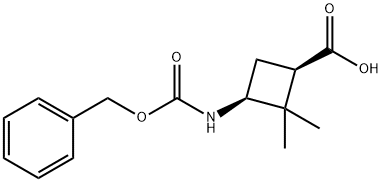 Cyclobutanecarboxylic acid, 2,2-dimethyl-3-[[(phenylmethoxy)carbonyl]amino]-, (1R,3S)- Structure