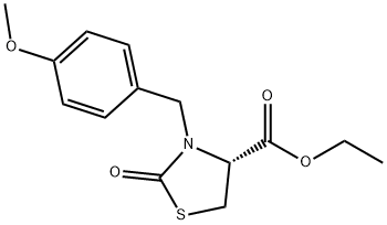 4-Thiazolidinecarboxylic acid, 3-[(4-methoxyphenyl)methyl]-2-oxo-, ethyl ester, (4R)- 구조식 이미지