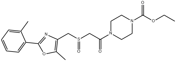 1-Piperazinecarboxylic acid, 4-[2-[[[5-methyl-2-(2-methylphenyl)-4-oxazolyl]methyl]sulfinyl]acetyl]-, ethyl ester Structure