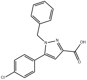 1H-Pyrazole-3-carboxylic acid, 5-(4-chlorophenyl)-1-(phenylmethyl)- 구조식 이미지