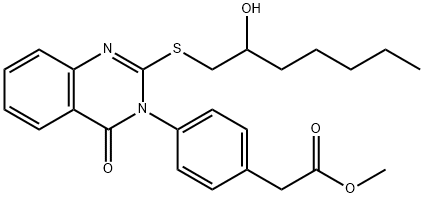 Methyl 2-(4-(2-((2-hydroxyheptyl)thio)-4-oxoquinazolin-3(4H)-yl)phenyl)acetate 구조식 이미지