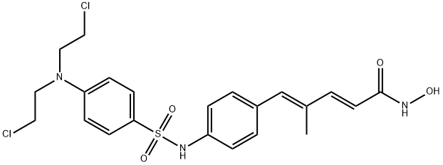 2,4-Pentadienamide, 5-[4-[[[4-[bis(2-chloroethyl)amino]phenyl]sulfonyl]amino]phenyl]-N-hydroxy-4-methyl-, (2E,4E)- 구조식 이미지