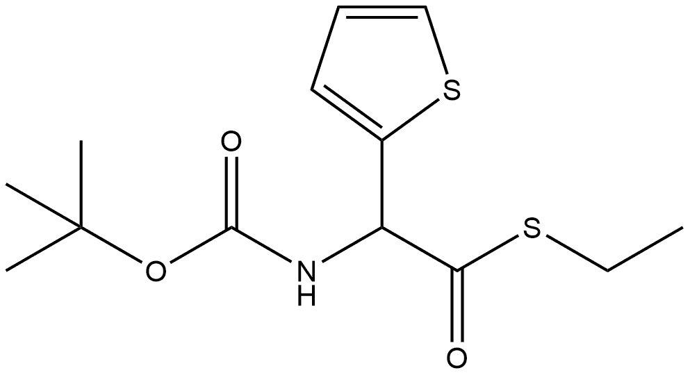 2-Thiopheneethanethioic acid, α-[[(1,1-dimethylethoxy)carbonyl]amino]-, S-ethyl ester 구조식 이미지